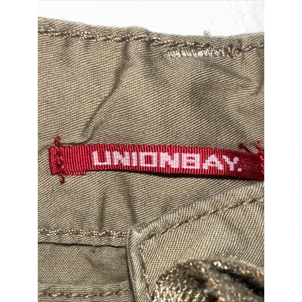 UNION BAY Womens Lightweight Cargo Pants Sz 17 M Brown Drawstring Tactical C21